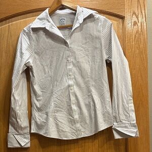 Brooks Brothers Striped Button-Up Shirt in White and Light Gray size 6
